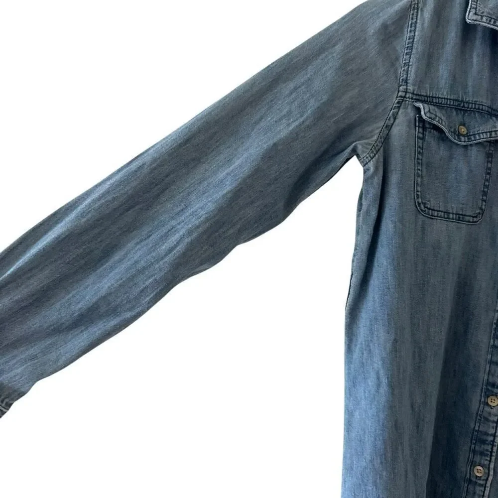 GAP Jean Button Front Long Sleeve Shirt Dress Girls Blue Denim XL (12-13)# 2508